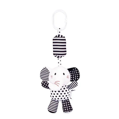 Newborn Black White Visual Grab Ability Training Toys Stroller Bed Hanging Bell Plush Doll