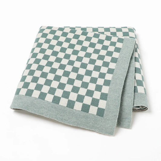 PlaidSnuggle Cotton Baby Blanket – Soft Knit Crib & Stroller Wrap