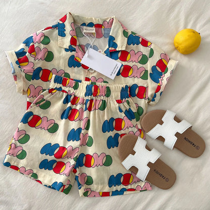 Children's Sleepwear Boys Pajamas 2Pcs Suit Girls Homewear Clothing