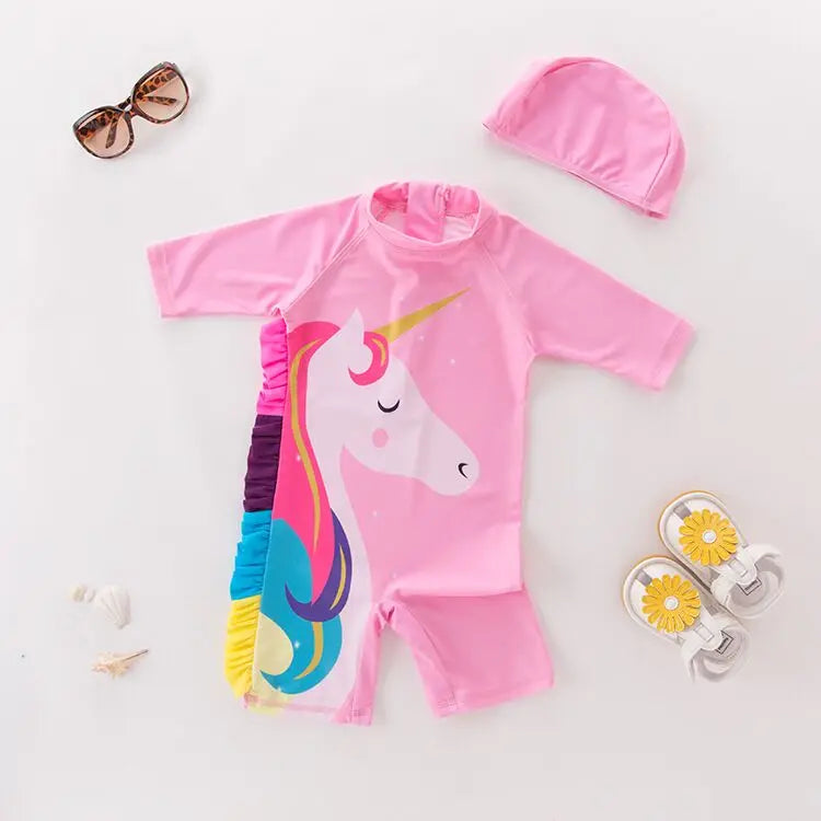 boys girls swimwear with cap surfing Wear swimming suit infant bathing Suit