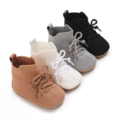 Baby Boys Soft Anti-Slip Sole High Tops Ankle Sneakers Fast Walkers