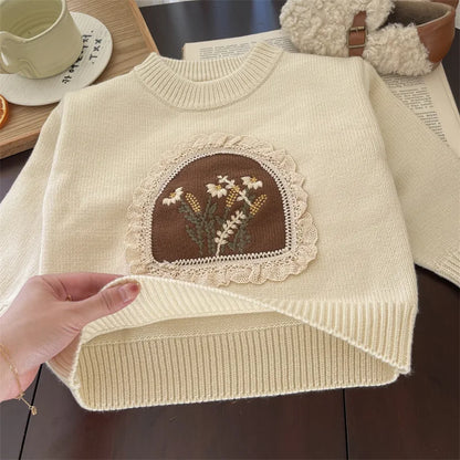 Girls Knitted Sweater Children Outerwear Pullover Knitwear For Girl Tops