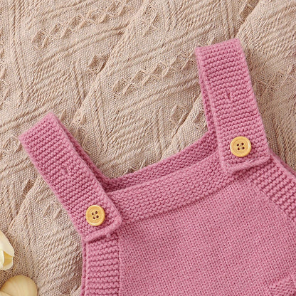 Newborn Baby Girls Romper + Hats Sleeveless Knitted Jumpsuits