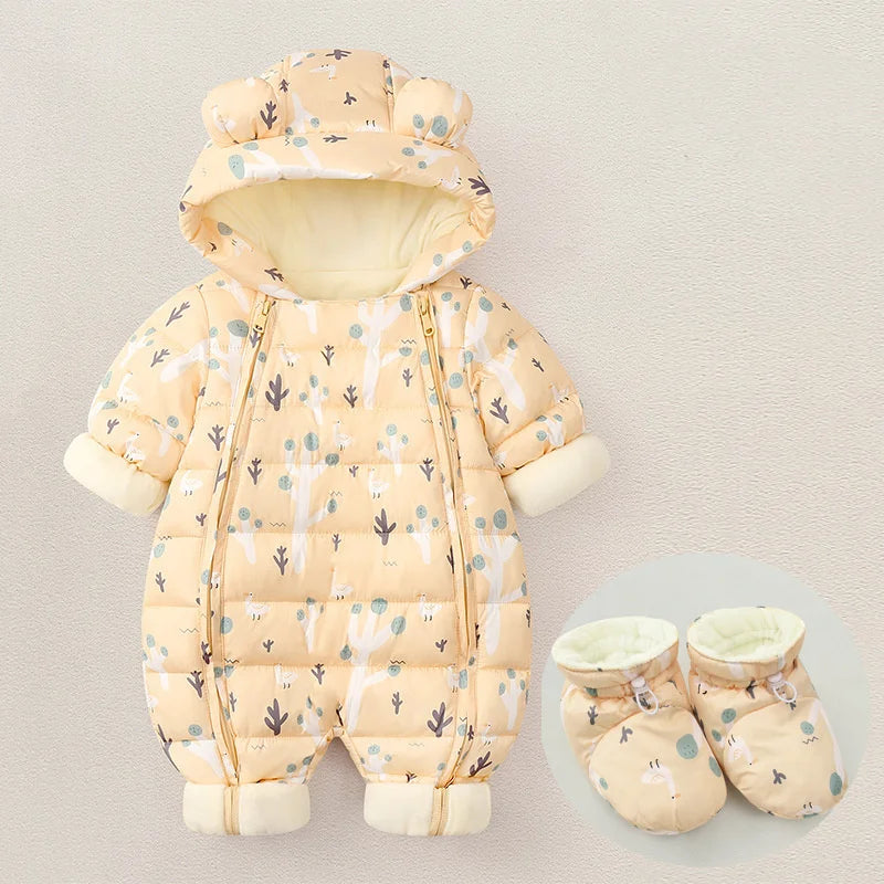 New born Baby Girl clothes Winter wear Snowsuit Plus Velvet Thick Baby Boy Jumpsuit Romper Overalls Toddler Coat infant overcoat