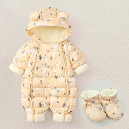 New born Baby Girl clothes Winter wear Snowsuit Plus Velvet Thick Baby Boy Jumpsuit Romper Overalls Toddler Coat infant overcoat