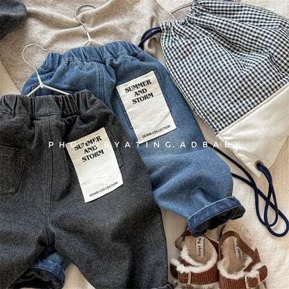 VelviDenim – Plush-Lined Retro Jeans for Kids