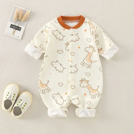 Baby Bodysuit Cotton Print Long Sleeve Boys and Girls Infant Comfort Creeper