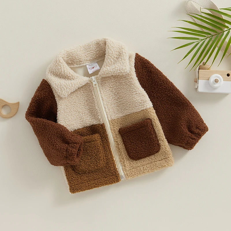 Toddler Boys Winter Casual Coat Long Sleeve Lapel Zipper Outerwear