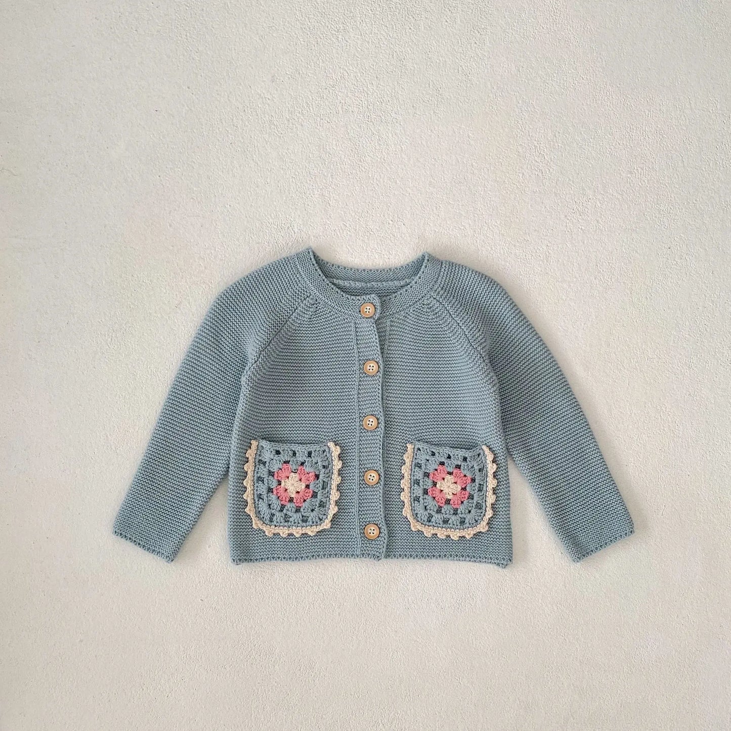 Boy Girl Knitting Cardigan Handmade Flower Sweaters Baby Clothes Sweaters