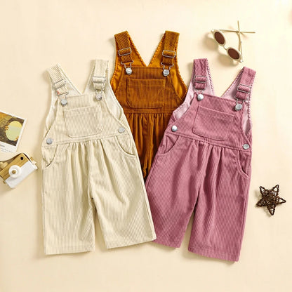 Baby Girl Wide Leg Solid Color Square Neck Jumpsuit Front Pocket Pants Outfits