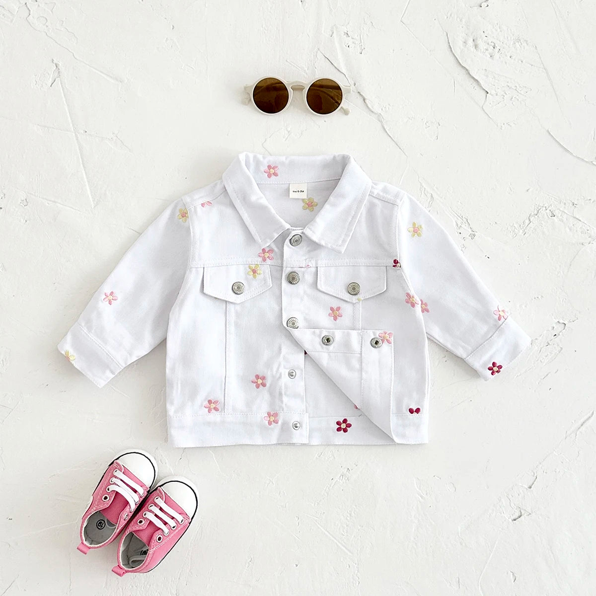 Children's Denim Jacket Flower Embroidery Stylish Spring Baby Clothes