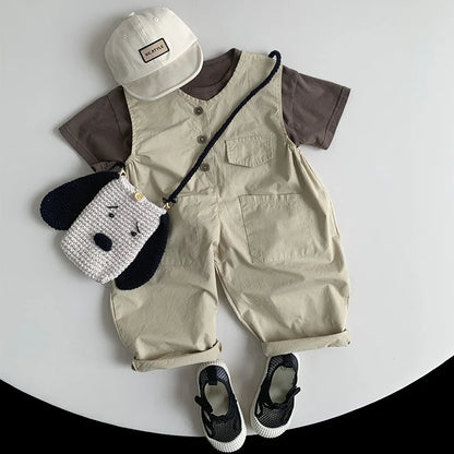 Toddler Boy Girl Casual Strap Trousers Baby Sleeveless Jumpsuit Kids