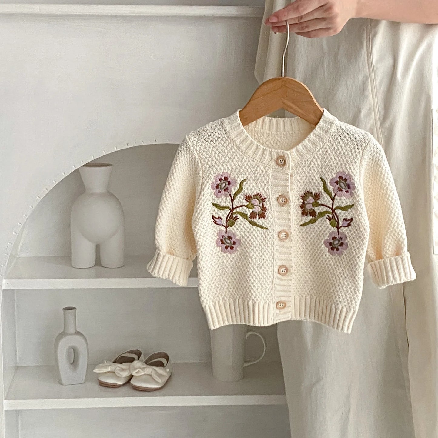 New Embroidery Flower Baby Sweaters Boy Girl Cotton Long Sleeve Cardigan Coat