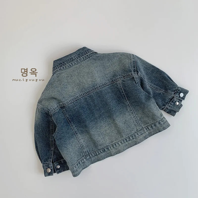 Children Denim Coat Baby Boys Fashion Lapel Loose Jacket Kids Clothes