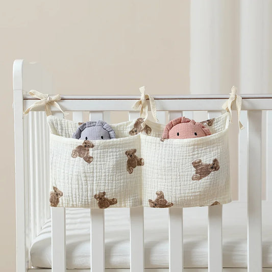 Baby Bedside Storage Bag Baby Crib Organizer Hanging Bag for Baby Multi-Purpose Newborn Bed Hanging Diaper Toy