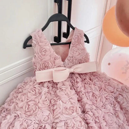 Flower Baby Dresses Sleeveless Elegant Children Holiday Party Prom Ball Gown Tutu Girl's Ceremonial