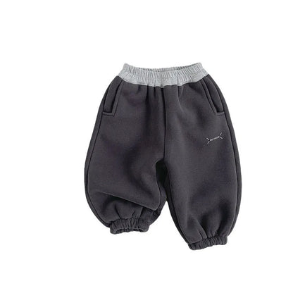 New Sweat Pants Boys Warm Pants Plus Velvet Thick Girls Versatile Trousers