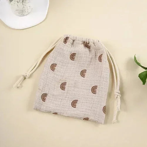 Printed Flower Mommy Bag Baby Diaper Bag Cotton Nappy String Pocket Storage Bag