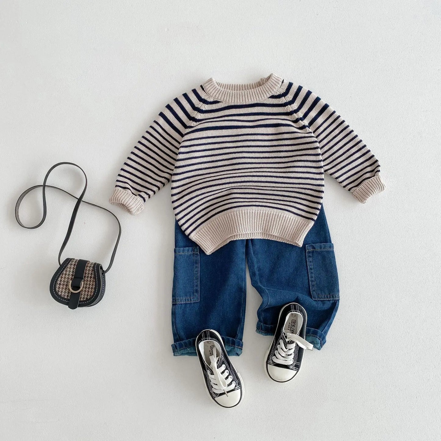 Girl Knitting Striped Long Sleeve Sweaters Cotton Boy Baby Knitted Shirt Tops