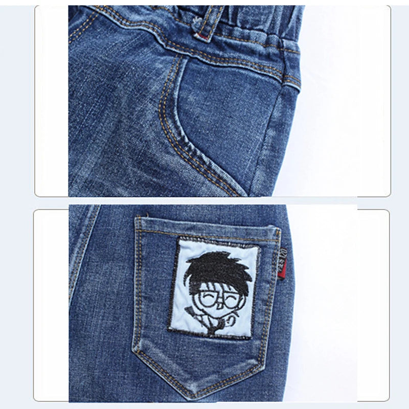 Boys Jeans Slim Fit Style  Cartoon Pattern Long Casual Trousers