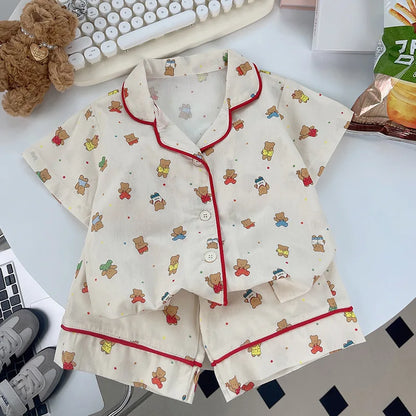 Children's Sleepwear Boys Pajamas 2Pcs Suit Girls Homewear Clothing