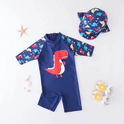 boys girls swimwear with cap surfing Wear swimming suit infant bathing Suit