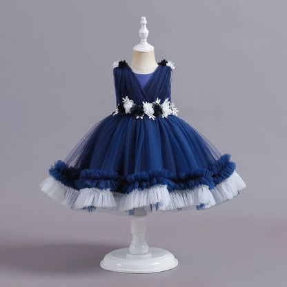 Dress Layered Tulle Kids Girl Ball Gowns Elegant Toddler Clothes For Pageant Ceremony