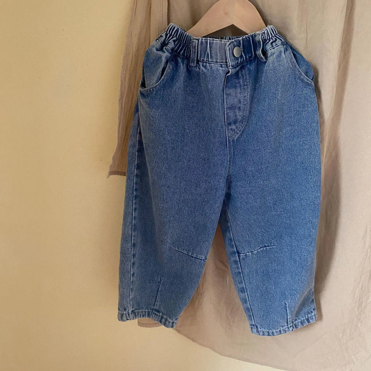 Boy Girl Children Loose Jeans Solid Retro Baby Denim Pants