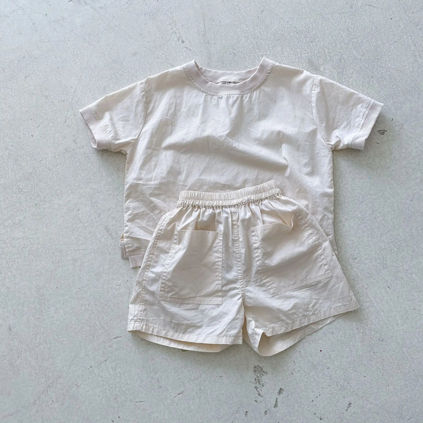 Baby Boy Solid Loose All-match Short Sleeves T-shirt And Girl Simple Comfortable Suit