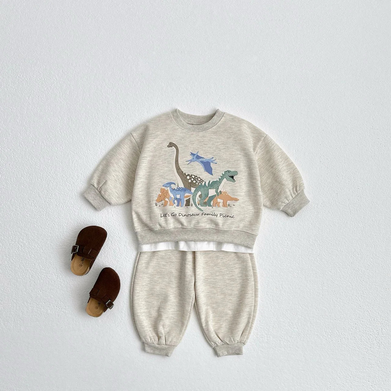 Baby Long Sleeve Clothes Set Infant Boy Cute Dinosaur Print Sweatshirt + Pants