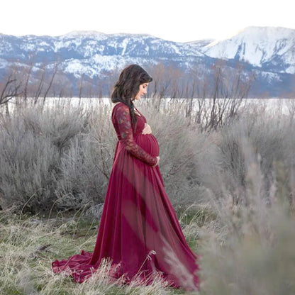 Lace Stitching Pregnant Woman Dress Maternity Dress For Photo Shoot Robe Grossesse Baby Shower Dress Maternity Photography Dress