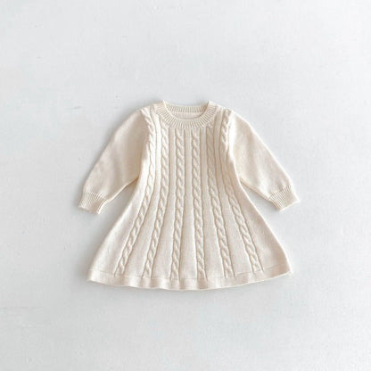 Baby Girls Solid Casual Dress Winter Warm Sweater Dress Kids Clothes