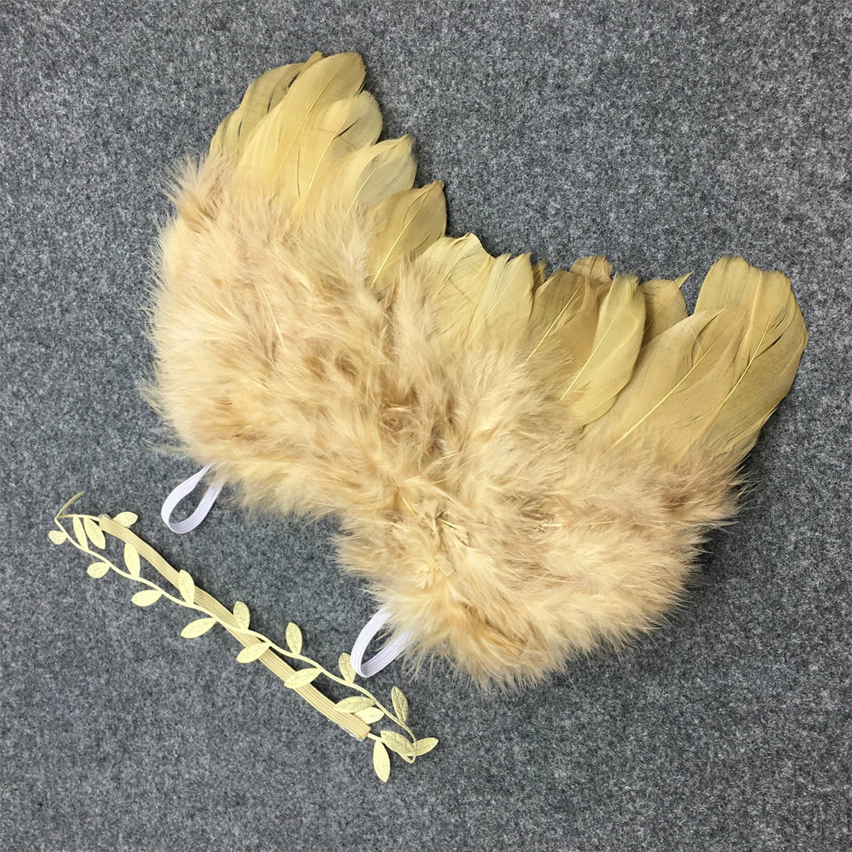 Newborn Angel Wings with Leaves Headband Baby Girl Boy Photoshoot Outfits Infant Photography