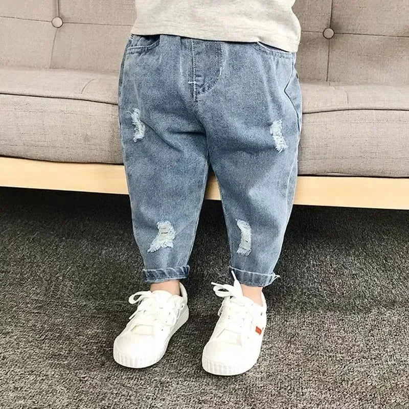 Boys Casual Jeans Children Denim Ripped Jeans