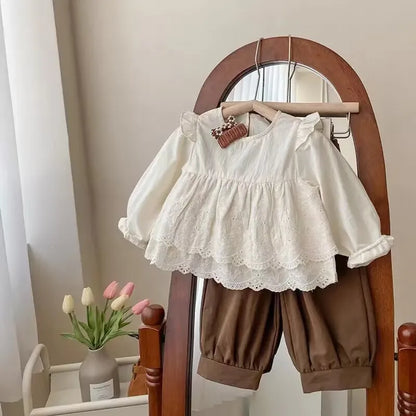 Children's Fashion Korean Clothing Set Baby Spring Casual Shirt Pant two-piece set