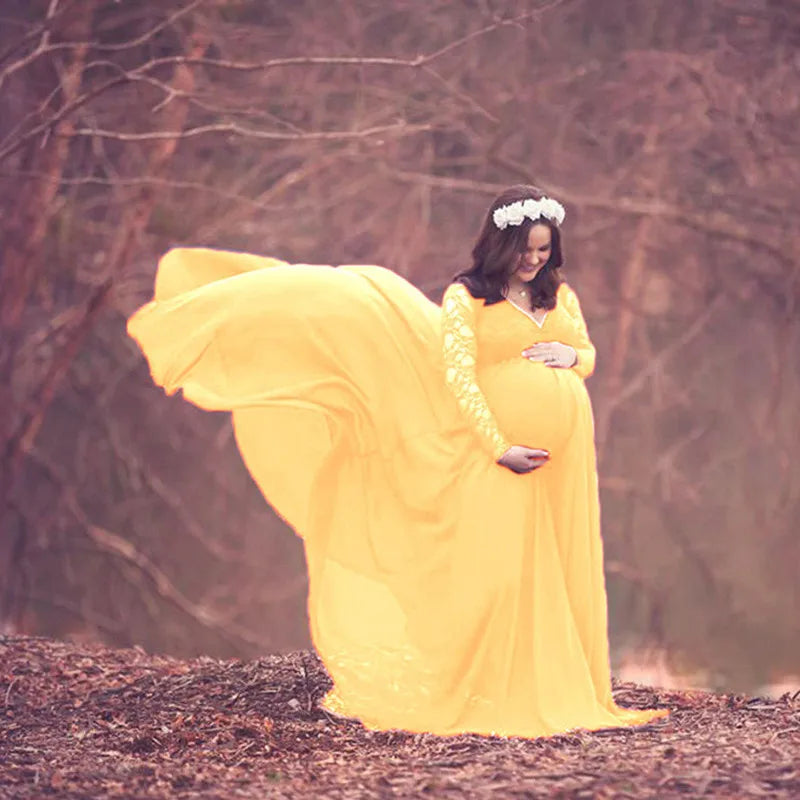 Lace Stitching Pregnant Woman Dress Maternity Dress For Photo Shoot Robe Grossesse Baby Shower Dress Maternity Photography Dress