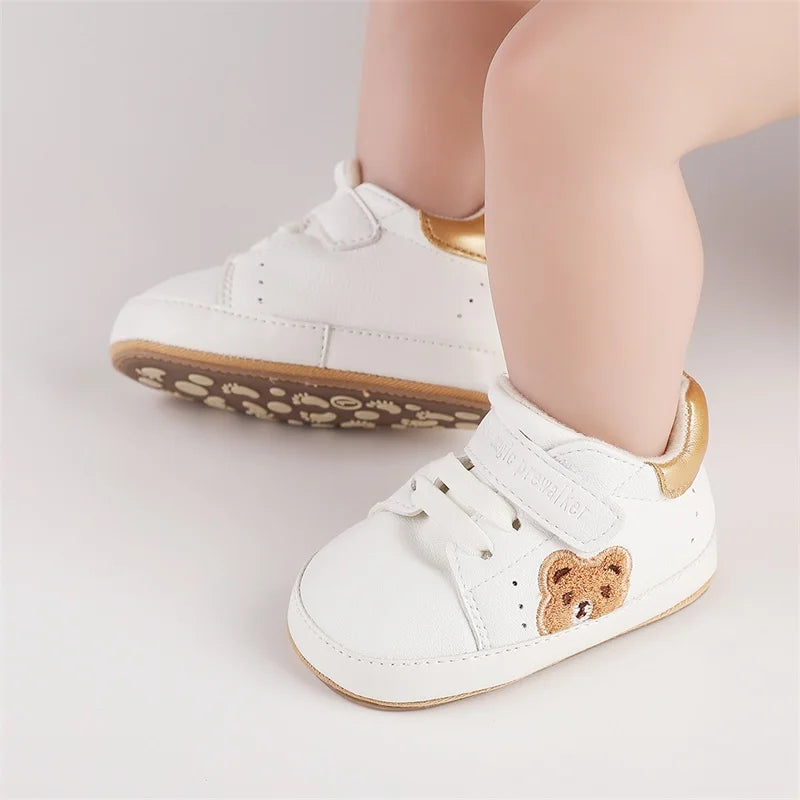 Baby Boys Girls Moccasins Sneakers Bear Embroidery Soft Sole Flat Shoes