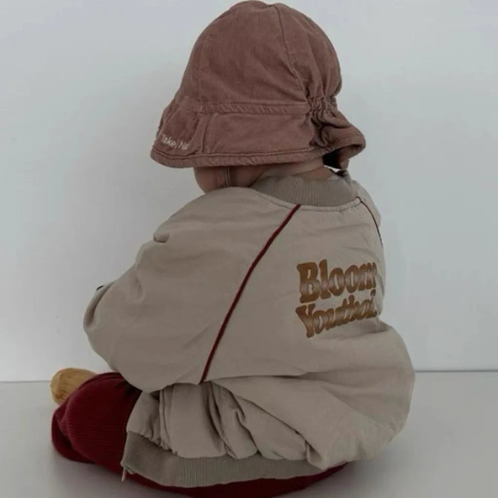 New Baby Long Sleeve Warm Coat Letter Print Infant Girl Padded Jacket