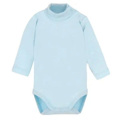 Newborn Baby Girls Long-Sleeve Cotton High-Necked Bodysuit Playsuit