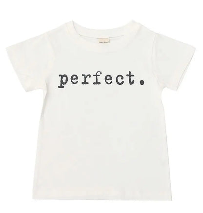 Girls Boy White T Shirt Fashion Print Kids Short Sleeve T-shirt Funny Letters Tops