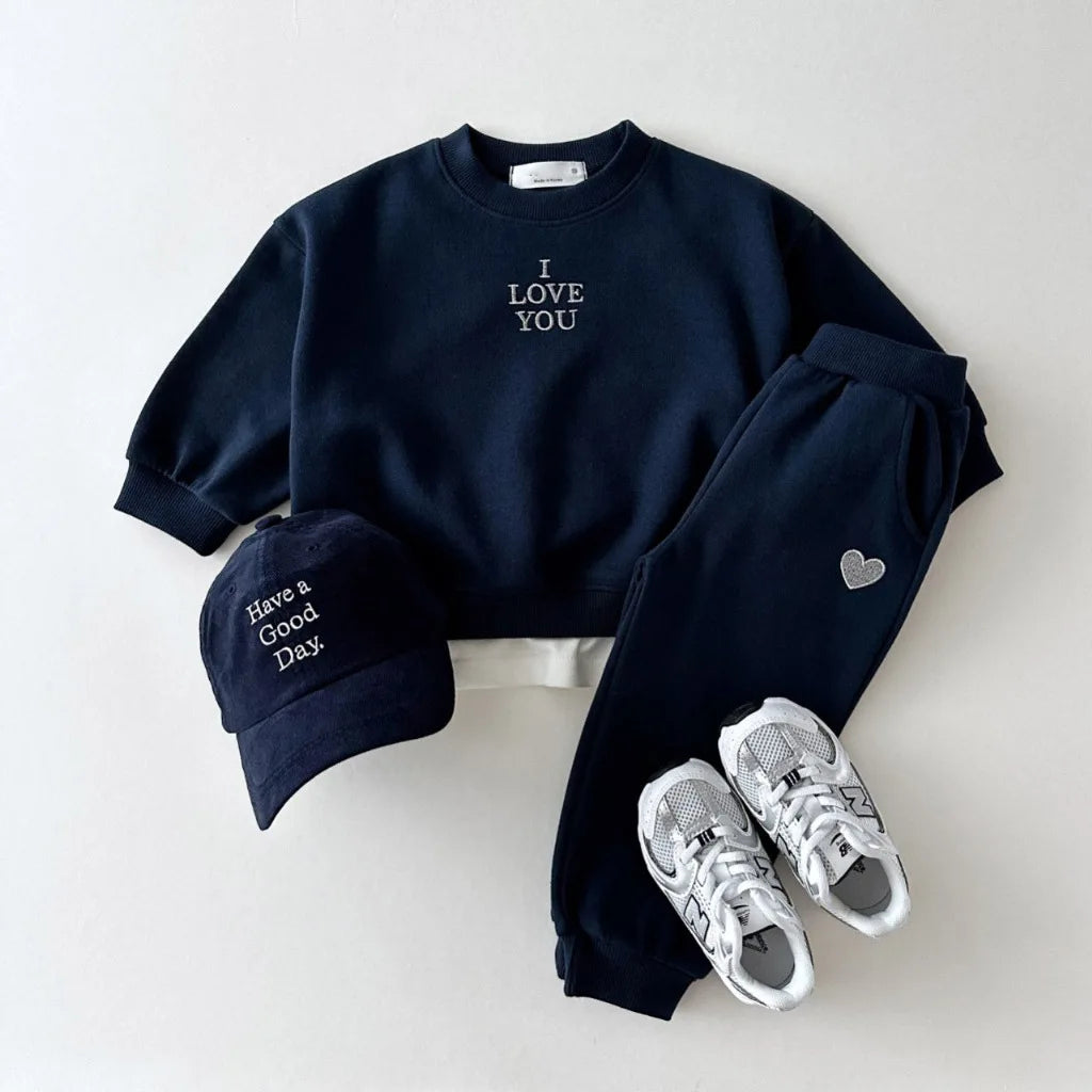 Children Long Sleeve Clothes Set Letter Embroidery Baby Casual Sweatshirt + Pants