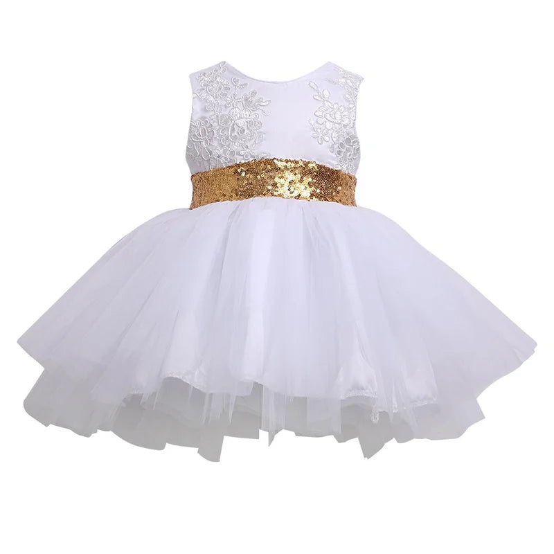 Little Girls TuTu Style Mesh Multi-Layer Waist Design Dress, Big Bow Party Dress