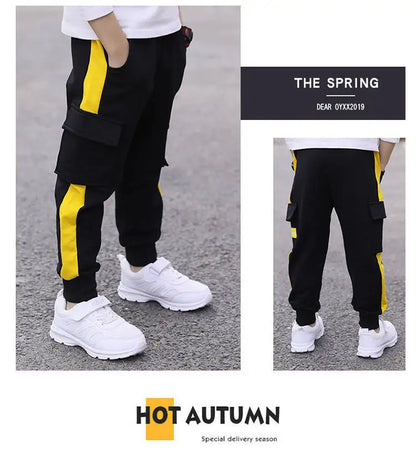 boys big pocket overalls boys casual pants sports trousers