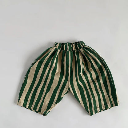 Boy Personality Irregular Stripes Calf-length Pants Cute Baby Girl Fashion Trousers