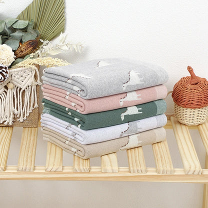 PlaidPals Baby Swaddle – Cute Dinosaur Cotton Knit Quilt
