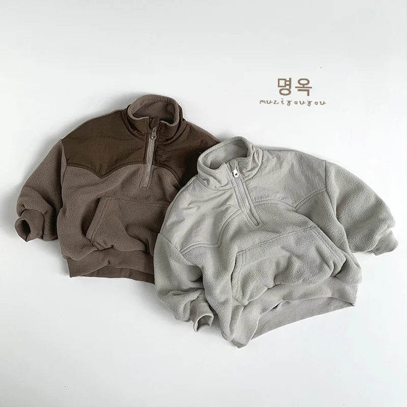 Boys And Girls Fleece Clothes Warm Tops Children Casual Outerwear