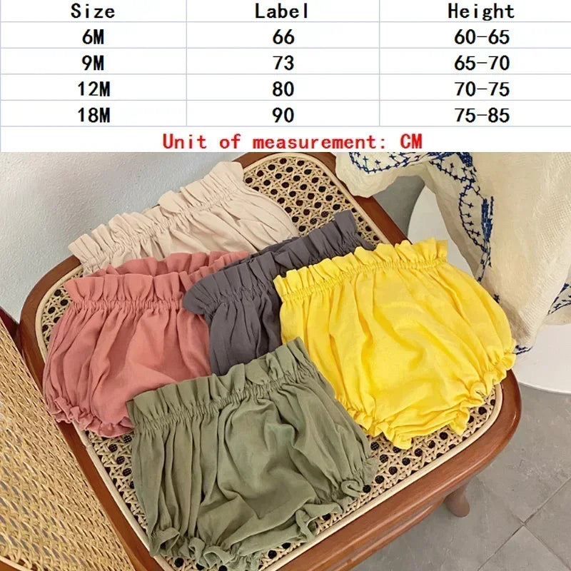 Baby Bloomers PP Shorts Cotton Linen Bread Pants Boys Girls Breathable Pumpkin Short