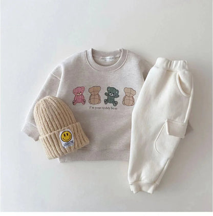 Baby Hoodies Cute Bear Print Infant Boys Cartoon Sweatshirt Cotton Girls Clothes