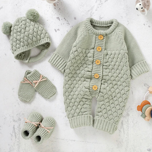 WoolieHug Ensemble – Infant Knitwear Outfit with Shoes & Gloves