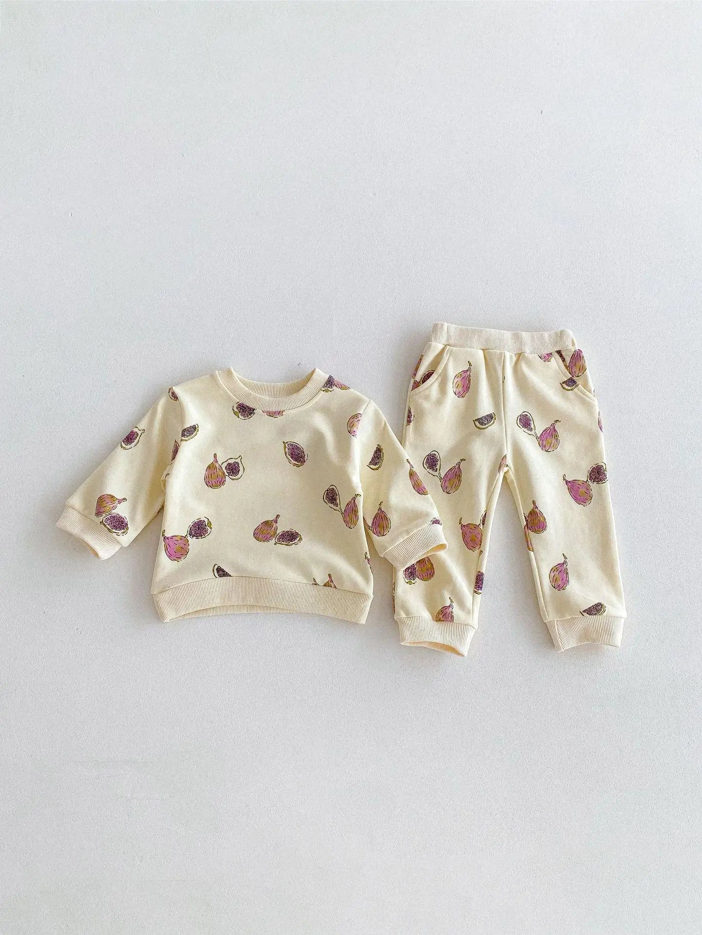 Baby Fruit Print Long Sleeve Tops + Pants 2pcs Kids Tracksuit